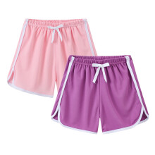 2er-Pack Mädchen-Sportshorts, schnelltrocknende Delfin-Shorts zum Laufen, für Turnen und Tanzen – zum Überziehen mit Kordelzug, einfarbig
