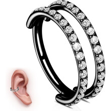 G23Titan bruskbøyleøredobber (16G, 8/10/12mm) – Konkylie-, helix-, septum-, nese-, lepperinger – Hypoallergeniske, hengslede klikkere, CZ –