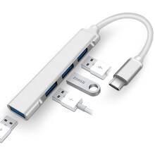 USB-C naar 4-poorts hub: 3x USB 2.0 + 1x USB 3.0 — Compatibel met MacBook Pro 2019/2020, iPad Pro 2021, iMac 2021, Samsung en Chromebook
