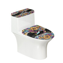 Hummingbird Floral Toilet Lid Cover Set – Universal Stretch Fit, Dust-Proof, Adjustable Polyester Fabric Compatible with Standard Toilets