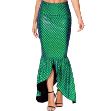 Gonna lunga da donna blu scintillante con elastico in vita