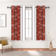 Red blackout curtains for bedroom with floral print, 42" x