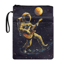Polyester bibeltaske til mænd Klassisk til hardcover notesbog Journal lærebøger Paperbacks Letvægts, Astronaut Guitarist i rummet