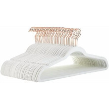 Slim, Velvet, Non-Slip Sturdy Clothes Hangers, 50-Pack, Ivory/Rose Gold