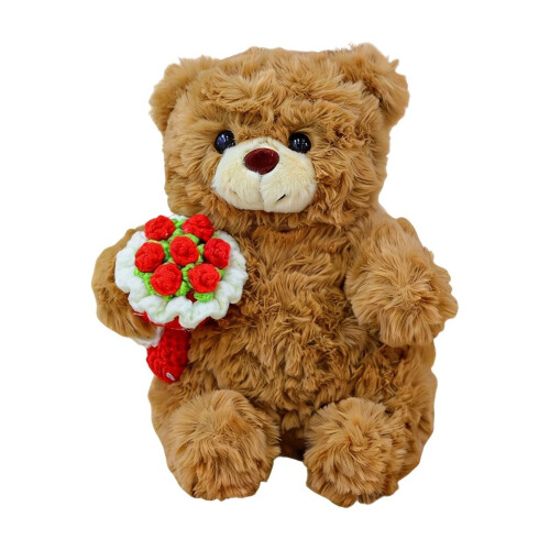 Flower Teddy Bear Pillow Plush Romantic Cushion 1pc