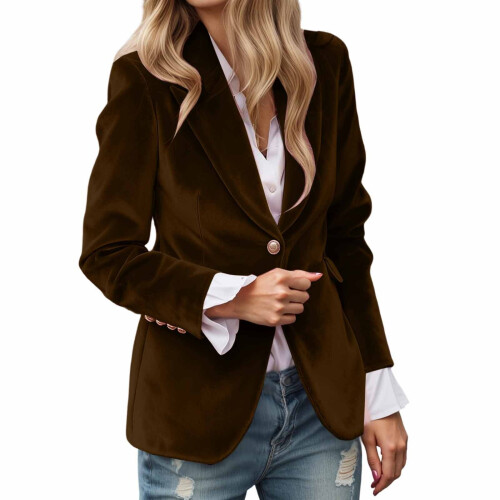 Damen-Samtblazer im Vintage-Stil, langärmelig