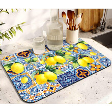 Dish Drying Mat 20x12in, Washable & Absorbent with Rubber Backing – Fits Counter, Bar, Under Sink; Compatible with Dish Racks