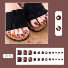 Unhas postiças com brilho de diamante, perfeitas para unhas dos pés femininas, para uso diário por manicures, com cola em gel, modelo LF375.