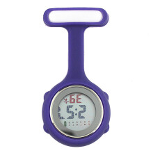 1Pc Digital Display Dial Clip-On Fob Nurse Brooch Pin Hang Pocket Electric Watch Dark Blue