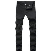 Mugsy Jeans Herre Slim Fit Lige Ben Retro Hop Bukser Street Jeans Stretch Blå Jeans