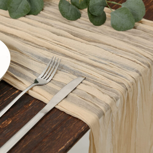 TETOU Cheesecloth Table Runner Boho Gauze Cheese Cloth Table Runner Wedding Home Table Decor