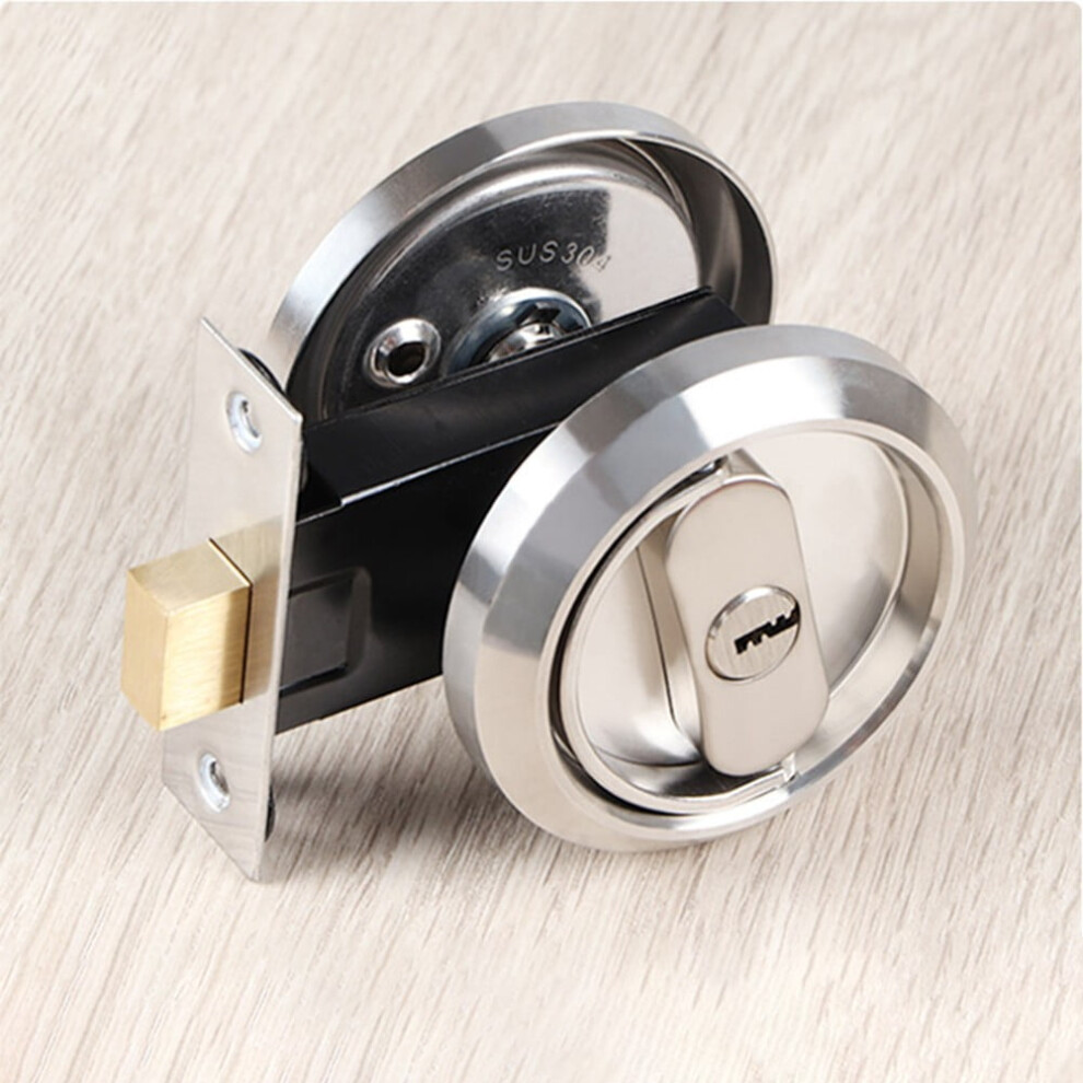 Invisible Door Lock Pull Ring Lock 304 Stainless Steel Lock Silver 9365509131176