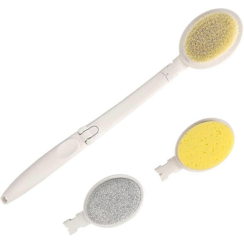 3 in 1 Bath Brush Foldable Long Handle for Shower Exfoliating Dry Skin Brushing