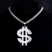 Mote Gullbelagt Hip Hop Rock Halskjede Rustfritt Stål Amerikansk Dollar Penger Tegn Anheng Halskjede Herre Dame Smykker Gave