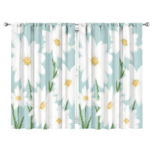 White Daisies with a Blue Background Curtains-blackout Curtains Bedroom Decor Living Room Darkening Grommet Window Drapes 2 Panels Set 52"x 84"
