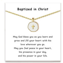Cute Small Cross Necklace, First Communion Baptism Decorations Party Favors Christian Religious Easter Jewelry Gifts for Daughter Granddaughter Niece