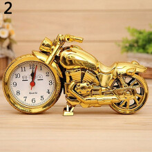 Creative Motorcycle Shape Quartz Clock Alarm Clock Time Keeper Desktop Decor Gold