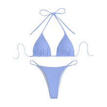 Bikini för kvinnor, 2-delade triangelbikiniset, högt skuren baddräkt, sidoknytning