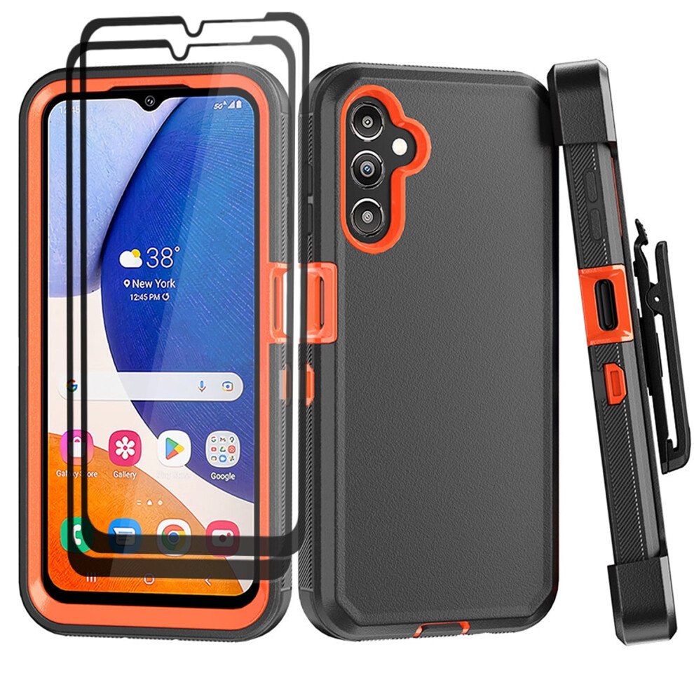 Aggxpf Galaxy A54 Phone Case With Screen Protector 2 Pack, Phone Case With Belt-Clip Holster, Military Grade Full Body Protection Case, Orange 9365509237861