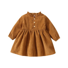 Cordkleider, Mädchenkleidung für Kleinkinder und Babys, langärmeliges, einfarbiges Kleid mit Knöpfen, ideal für Weihnachten und Babypartys, 12