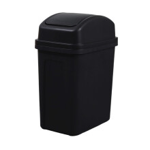 4.5 Gallon Trash Can with Swings Top Lid Plastic Garbage Bin for Bathroom Office Bedroom Living Room, Black