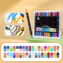 36-Pack Glitter Marker Pens, Dual-Tip Pearlescent & Fluorescent, 72 Colors, Non-Bleeding | Compatible with Scrapbooking, Journaling, Card Making