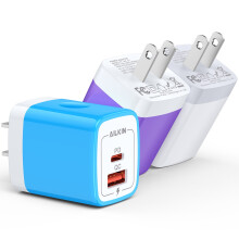 USB C Charger,3 Pack 20W Dual Port PD USB A Fast Wall Charger Block Fast Charging Plug USB C Charger Adapter(Blue,Purple,White)