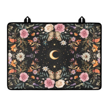 Foldable Heat-Resistant Cooktop Mat with Hanging Loops, Butterfly Moon Rose Print – Compatible with Glass Stoves