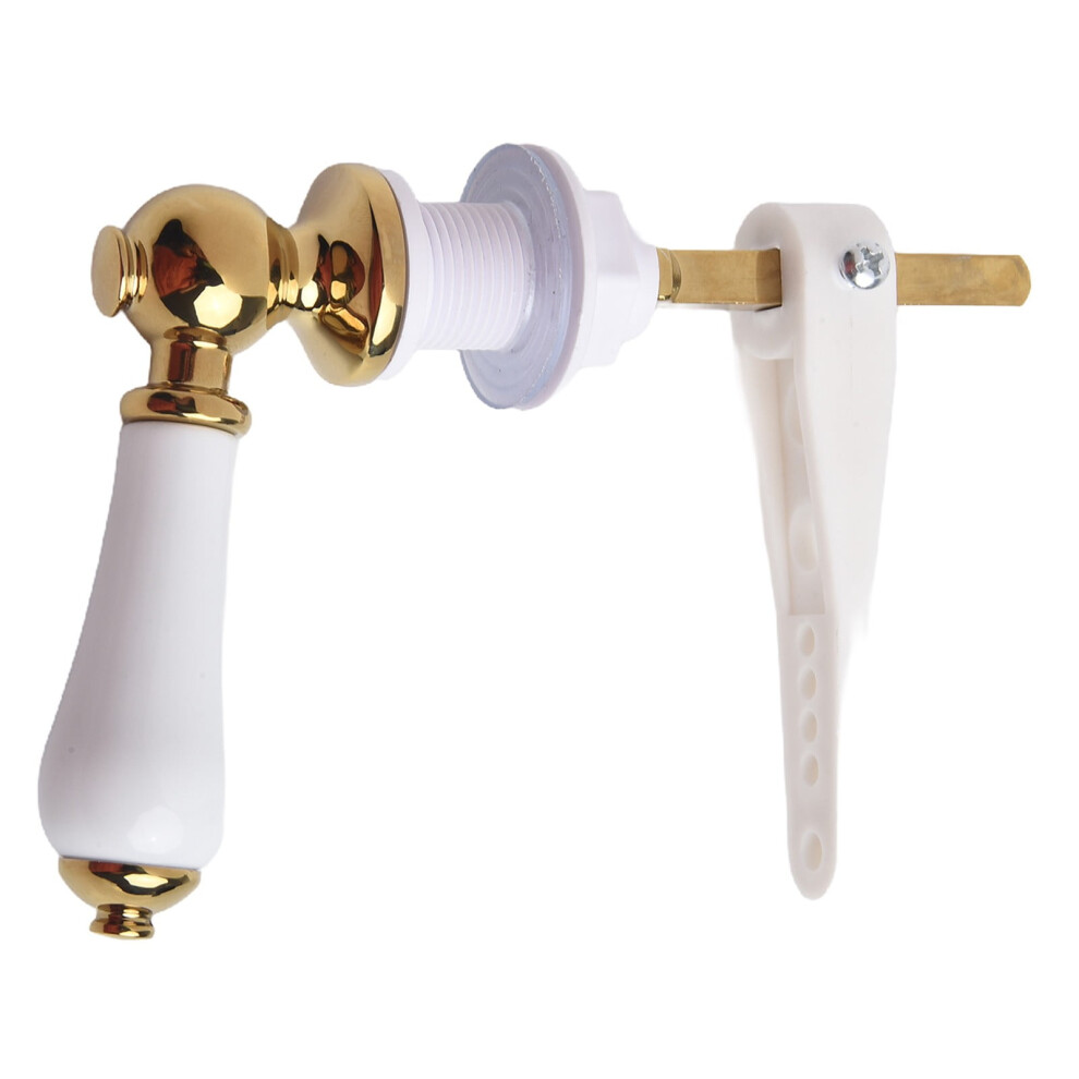 Traditional Porcelain & Gold Victorian White Toilet Cistern Lever Flush Handle 9028731731339