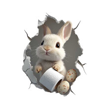 Removable 3D Rabbit Wall Sticker – Funny Easter Bunny Toilet Decal, Self-Adhesive Cartoon Lid Decor, 1PC