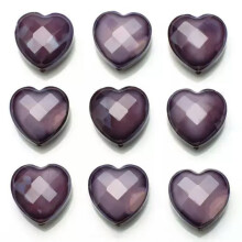 10pcs 16mm Heart Shape Faceted Opaque Glass Loose Beads for Jewelry Making-Purple