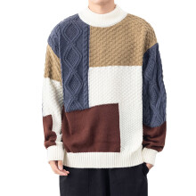 Herre Crewneck Pullover Sweater Vaffel Tekstureret Strik Sweatere Casual Løs Pasform Moderigtige Sweatere
