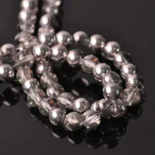 4mm 6mm 8mm Round Metallic Color Plated Smooth Crystal Glass Loose Beads lot-15#Metal Light Champagne-8mm/25pcs