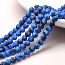 50pcs 8mm Round Black Spots Coated Opaque Glass Beads lot for Jewelry Making-Blue