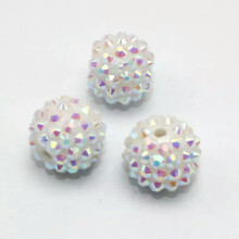 20 Pcs Acrylic Rhinestone Gems Pave DISCO Ball Beads 16mm Spacer Jewelry Making-White AB