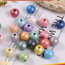 50pcs Pearlized Luster Wood Round Beads 12mm Color for Choice Jewelry Craft DIY-Mixed Colour
