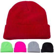 Gorro de lã tricotado em cor sólida, elegante, para inverno e outono, cor café.