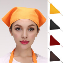 Triangle Headscarf Solid Color Lace-up Turban for Chefs and