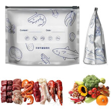 Sacs en aluminium réutilisables, sachets de congélation sous vide avec fermeture éclair, étiquettes et verrouillage sécurisé – Compatibles