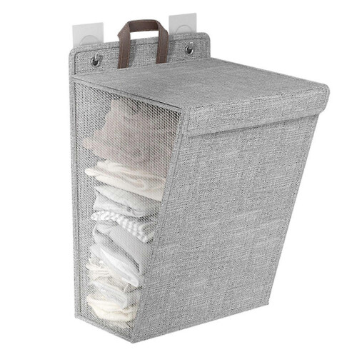 (Grey) Large Capacity Laundry Basket Practical Foldable Dirty Clothes Storage Box For Bathroom