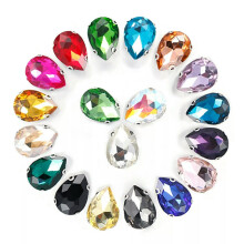 20 Mixed Colour Crystal Glass Teardrop Rhinestones Rose Montees Beads 10X14mm