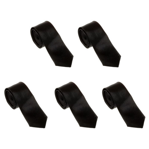 5X Unisex-Krawatte Polyester,Schwarz,2 Zoll 1