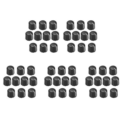 50Pcs Potentiometer Control Knobs for Electric Guitar Volume Tone Knobs Black D Type 6mm
