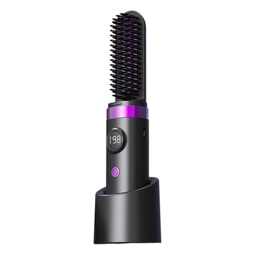 Wireless Straightening Brush With Negative Ionic-Black