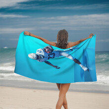 Levendige blauwe strandhanddoek met kleurverloop - Zacht, sneldrogend, perfect voor bij het zwembad, op reis en om te zwemmen - Stijlvol ontwerp voor