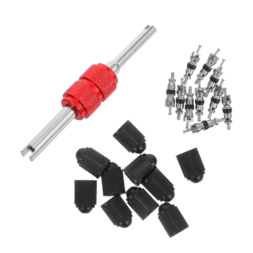 1 Set Automotive Valve Stem Cores Tire Valve Stem Caps With Tool For Bikes Vehicle 9028731954172