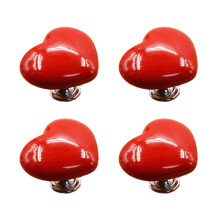 Heart-Shaped Toilet Button Set - Red, 4 Pieces