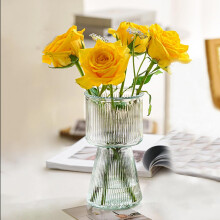 Glass Vase for Flower Modern Vase Home Decor for Centerpiece Table Living Room, Bedroom Wedding Housewarming Decorations Vases Ribbed Vase (Clear)