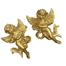 2Pcs Golden Winged Angel Resin Wall Art Sculptures Hanging