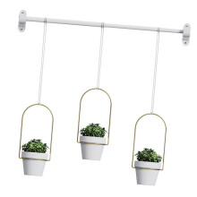 Metal Adjustable Hanging Flower Pot Attached Flower Pot-White